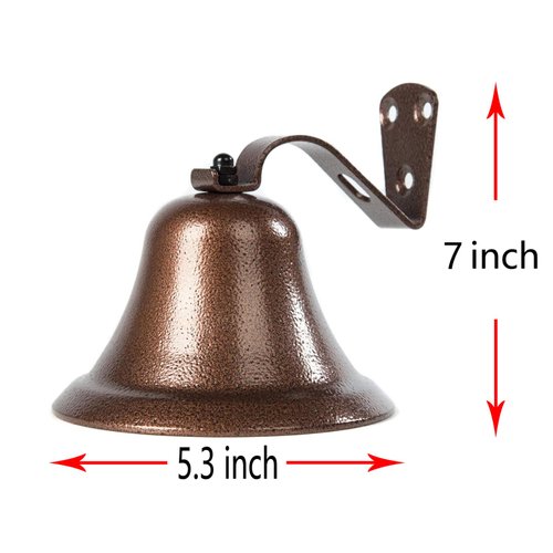 Hanging Dinner Bell Outdoor Bracket Mount Wall Indoor Rope Bell Ship/Boat/Nautical/Door/School/Reception/Home/Church Bell(Copper)