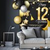 Happy 12th Birthday Balloons Gold Set Decor - Cheers to 12 Years Old Party Theme Garland Star Moon Banner Backdrop Decorations For Kids Supplies