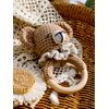 Ylsteed Wooden Baby Rattle Crochet Baby Rattle Stuffed Baby Doll Shaker Toy with Wooden Baby Crochet Bear Rattle Toy Natural Knitted Stuffed Animals for Babies Baby Shower Gift