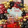 Magical Wizard School Balloons Garland Arch Kit,Burgundy Black Gold Arch With BONUS Diy Snitch Wizard Hat for Magical Wizard School theme Birthday Decorations Magic Theme