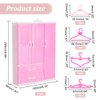 PH PandaHall Doll Closet Furniture Wardrobe Clothing Organizer Open Wardrobe with 40PCS Doll Clothes Hangers 4 Styles Pink Miniature Hangers Dollhouse Furniture Clothing Organizer for Doll