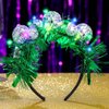 Uranian Light Up Disco Ball Headbands Mirror Balls Hair Bands LED Green Tinsel Hair Hoop Festival 70s Party Costume Hair Accessories for Women
