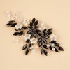BERYUAN Wedding Pearls Crystal Rhinestone Hair Comb Pearls Crystal Flowers Bride Headpiece Black Crystal Pearls Wedding Hair Accessories Handmade Wedding Hairband for Wedding Women and Girls (black)