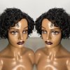 Iianaebeh Short Curly Human Hair Wigs for Black Women, Side Part Wig, Pixie Cut Brazilian Remy Human Hair, Deep Curly None Lace Front Ombre Blonde Wigs (NB)