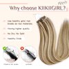 KiiKiiGirl Virgin Microlink Hair Extensions - Human Hair,22inch Micro link Hair Extensions Human Hair Micro Beads Hair Extensions Human Hair Blonde Highlighted Bleach Blonde 30G/Pack