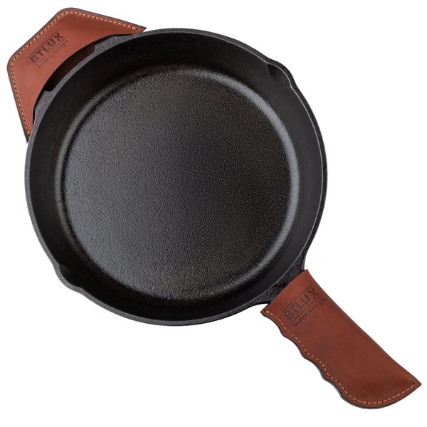 BTLUX Cast Iron Handle Cover, Set of 2 - Extra Thick Leather Heat Resistant Handle Holder for Cast Iron Skillets, Pans - Made in Georgia