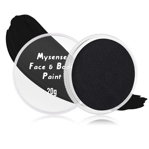 Mysense Black Face Body Paint Makeup,Water Activated Painting for Adults Children Sugar Skull Day of the Dead Skeleton Joker Ghost Zombie Cosplay SFX Costume Festivals Halloween,20g