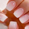 White Press on Nails Short Square Solid Color Ombre Fake Nails with Glue Natural Acrylic False Nails Stick on Nails for Women Girls Gift, Gel Nail Kit, Polish-Free Solid Color Manicure 24Pcs
