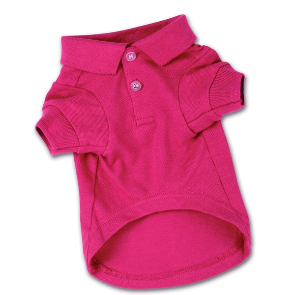 Zack & Zoey Cotton Polo Shirt for Dogs, 16" Medium, Raspberry Sorbet