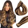 Belaved Tape ins Hair Extensions Human Hair Medium Brown Highlighted Honey Blonde 50g/pack 20pcs Straight Seamless Skin Weft Tape in Real Human Hair Extensions 22inch #4P27