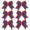 8 Inch 2 Colors Cheerleader Bows 2 Layers 6 Pcs Ponytail Holder Cheerleading Bows Hair Elastic Hair Tie (Red/Navy blue)