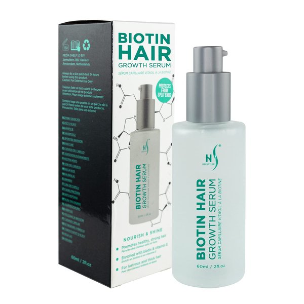 Herstyler Biotin Hair Growth Serum - Biotin Hair Serum for Hair Growth - Hair Regrowth Serum for Dry Damaged Hair - Hair Thickening Serum for Strong Hair - 2 Fl Oz / 60 Ml