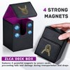 ZLCA Card Deck Box for MTG Cards with 2 Dividers, Card Storage Box Fits 100+ Single Sleeved Cards, PU Leather TCG Card Deck Case Holder for Magic Commander Yugioh (Black&Purple,Ring)