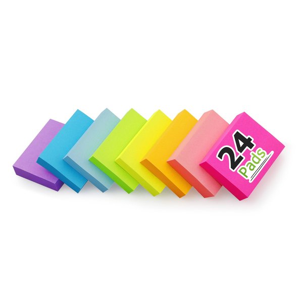 24 Pads Sticky Notes 1.5x2 inch Bright Colors Self-Stick Pads Total 1920 Sheets