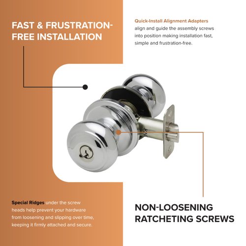 Copper Creek CK2040PS Colonial Door Knob, Keyed Entry Function, 1 Pack, Polished Stainless