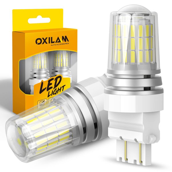 OXILAM Upgraded 3156 3157 LED Bulb Reverse Light, 600% Brightness 6500K White, Super Bright 3057 4157 4057 3457 LED Light Bulb with Projector for Backup Reverse Signal Blinker Tail DRL Brake Light