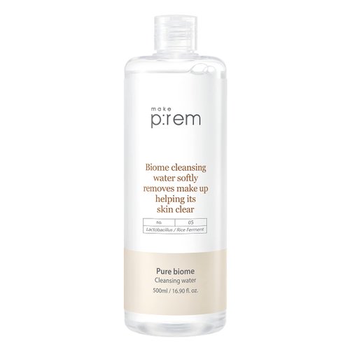 MAKEP:REM Pure Biome Facial Cleansing Water, Hypoallergenic Korean Rice Makeup Remover, Refines Skin Texture with Rice Protein, EVE VEGAN, Korean Skin Care for Men and Women, 500ml, 16.90 Fl.Oz.