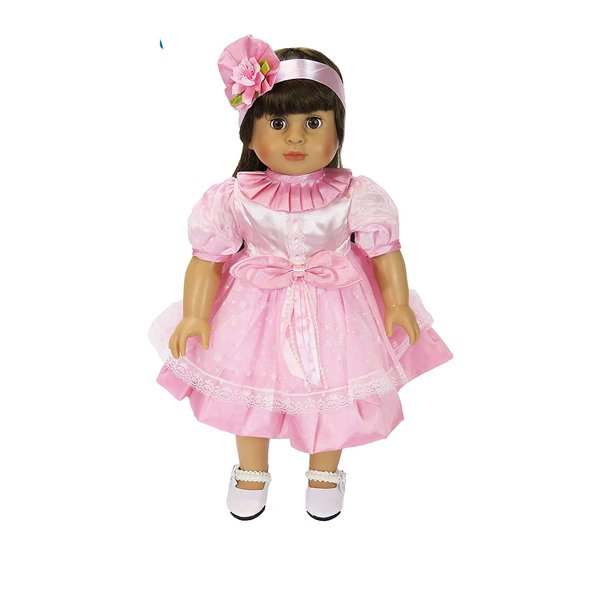 American Fashion World Light Pink Sunday Dress for 18-Inch Dolls | Premium Quality & Trendy Design | Dolls Clothes | Outfit Fashions for Dolls for Popular Brands