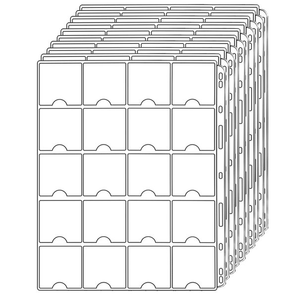 Coin Pocket Pages for 5x5cm(2"x2") Coin Flips Standard 9-Hole Coin Collecting Holders 20 Pockets for Most Sizes Coins Uncle Paul CS38