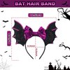 CIVFCRT Halloween Mouse Ears Headbands Purple Bat Purple Shiny Bows Mouse Ears Headbands Halloween Hair Decoration and Mouse Themed Party Supplies Costume Cosplay Decoration for Women(Bat)