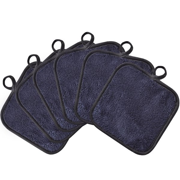 BloomSesame Makeup Remover Cloths for Face, Eye, Lips - Reusable Face Cleansing Cloth Microfiber Makeup Remover Pads 5 x 5 inch 6 Pack (purplish blue)