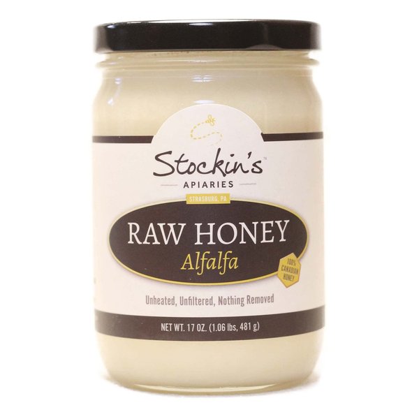 Stockin's Apiaries Raw Alfalfa Honey, Unheated, Unfiltered, & Nutritious, 17 Oz.