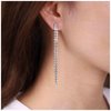 Sttiafay Vintage Rhinestone Chandelier Drop Earrings Long Crystal Chain Earrings Silver Tennis Chain Tassel Earrings Shine Cz Dangle Earrings Jewelry for Women and Girls