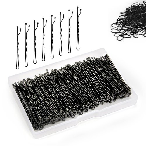 200 Count Bobby Pins, Premium Black Hair Pins With Box For Kids Women Lady Girls，Invisible Wave Hair Clips Bulk Hair Accessories For All Hair Types，Attach 50 Pcs Rubber Hair Bands