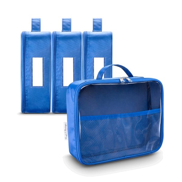 4 Pack Toy Organization Bag, Toy Storage Carry Case for Travel, Car Toy Organization Bag, Toy Storage Organizer for Building Bricks, Tiles, Toys, Games, Crafts (blue, Medium)