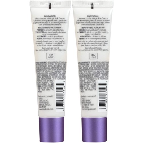 L’Oréal Paris Makeup Magic Skin Beautifier BB Cream Tinted Moisturizer, Light, 1 fl oz, 2 Count