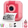 Instant Print Camera for Kids,Christmas Birthday Gifts Toy for Girls HD Video Camera for Kids，Kids Instant Print Camera Portable Toy 3 4 5 6 7 8 9 Year Old Child with 32GB Card-Pink