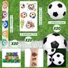 Moncinday 60Pcs Soccer Party Favors Mini Foam Ball with Soccer Slap Bracelets Tattoos Soccer Themed Birthday Party Supplies Goodie Bags Filler