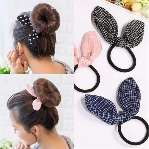 Xiwstar 12 Pcs Rabbit Ears Bow Hair Bands Scrunchies Chiffon Bow Hair Elastic Hair Ties Bands Ropes Ponytail Holder for Women Girls