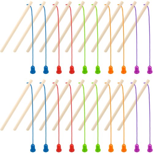 20 Pcs Kids Wooden Magnetic Fishing Poles Mini Magnetic Fishing Rods Toy Fishing Pole for Kindergarten Preschool Boys Girls Fishing Game Activity, 5 Colors