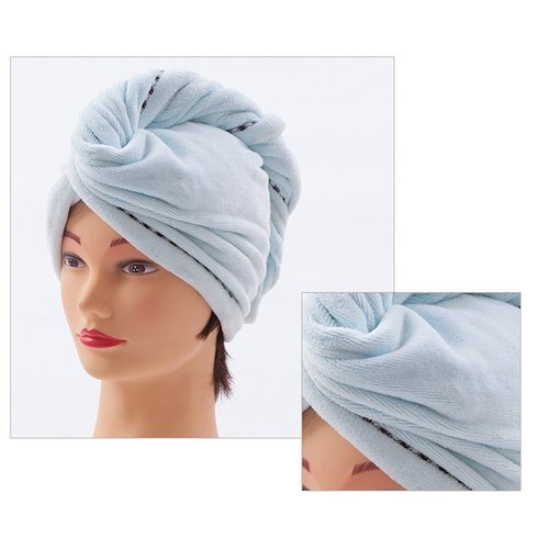 CC CAIHONG Microfiber Hair Towel Wraps for Women [2 Pack] Quick Dry Anti-frizz Head Turban with Button for Long Thick & Curly Hair, Super Absorbent Soft - (Blue & Pink)