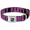 Dog Collar Seatbelt Buckle Party Time Black Fuchsia 11 to 17 Inches 1.0 Inch Wide