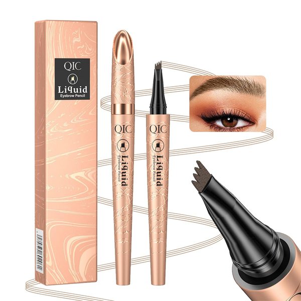 Eyebrow Pencil,Light Brown 4-Point Micro-Fork Tip Eyebrow Pen,Smudge-Proof Portable Microblading Eyebrow Pencil,Eye Makeup Long-Lasting Waterproof To Create Exquisite Natural Eyebrow Hair for Women