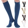 Made in USA - Compression Knee High for Women and Men 20-30mmHg - Graduated Support Opaque Compression Socks for Swelling, Lymphedema, Pregnancy, Leg Pain - Navy, Medium - A105NV2
