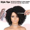 Fancy Hair Short Kinky Curly Wigs Side Part Afro Yanky Twist Wigs for Black Women Synthetic Twist Out Wig Natural Hairstyle for Daily Use (1B)