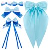 AHONEY 5 Pack Blue Hair Bows for Girls Hair Clips, Satin Hair Bow Princess Dress Up Hair Ribbons Cute Bow for Hair Accessories for Girls Women Princess Birthday Party Favors Decorations Gifts (Elsa)