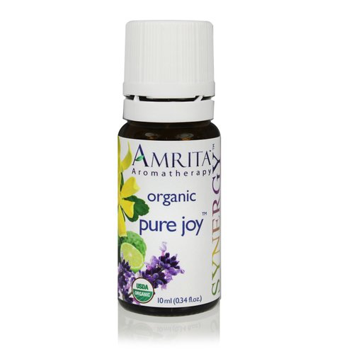 AMRITA Aromatherapy: Pure Joy Synergy Essential Oil Blend - USDA Certified Organic Essential Oil Blend of Bergamot, Ylang ylang Extra, Lavender Extra, & Pink Grapefruit - Pure & Undiluted -Size: 10ML
