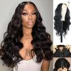 FBKDFCZS Body Wave V Part Wig Glueless Synthetic Long Wavy Wigs Upgrade U Part Wigs For Black Women Clip in Thin Part V Shape Wig Hair Extensions 24inch