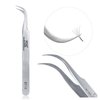 LASHVIEW Lash Tweezer, Vetus Curved Eyelash Tweezers for Profissional Grafting Eyelash Extension, Stainless Steel Needle Nose Tweezers for Lash Extension Stickers Precision Electronics, ST15