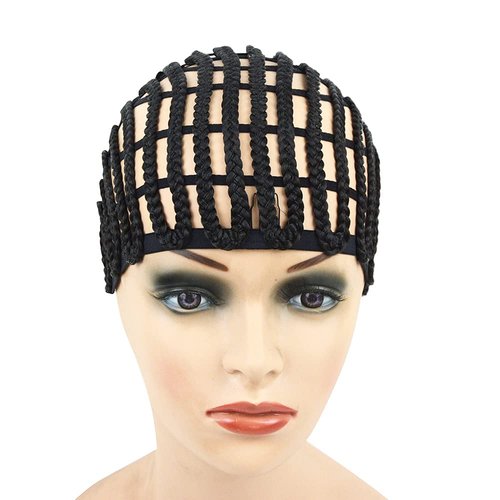 YANTAISIYU 1Pc Black Wig Cap Braided Cap Crochet Wig Cap Adjustable Elastic Band and Hair Clips Weaving Wig Caps for Wig Making