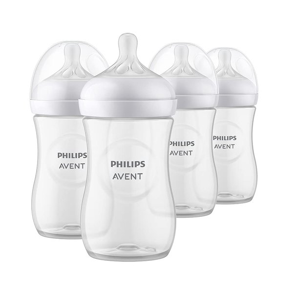 Philips AVENT Natural Baby Bottle with Natural Response Nipple, Clear, 9oz, 4pk, SCY903/04