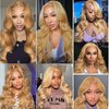 Smavida 30Inch Honey Blonde HD Lace Front Wig Human Hair,13x4 Body Wave Blonde Wigs Human Hair 27# Colored Blonde Hd Transparent Lace Frotal Human Hair Wigs Pre Plucked with Baby Hair 180% Density