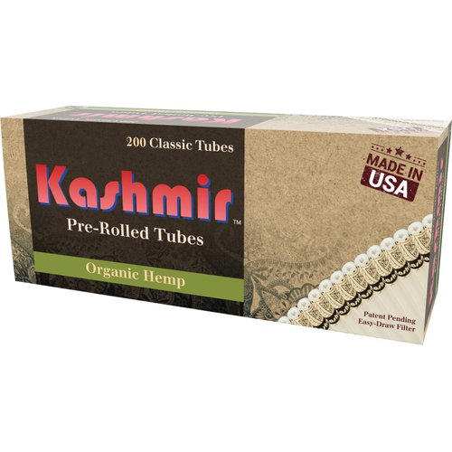 Kashmir 100% Organic Classic Pre-Rolled Tubes, Easy to Draw Filter, Natural Clean and Smooth Taste - 200 Tubes Per Carton