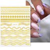 12 Sheets Gold Nail Art Stickers 3D Decals Self Adhesive Gold Line Nail Stickers Design Heart Star Square Triangle Chain Nail Supplies Charms for Women Girls Nail Art Manicure Decoration