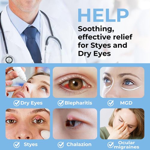 Aroma Season Professional Heated Eye Mask with Flaxseed Graphene FIR, Warm Eye Compress for Dry Eye Syndrome, Chalazion, Stye, MGD and Blepharitis, Steam Moist to Unclog Glands (Blue)