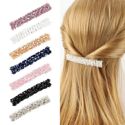 VinBee Crystal Hair Barrettes For Women, Hair Clips Fashion Rhinestone HairPins Bobby Pins For Women And Girls Gift-7 Colors